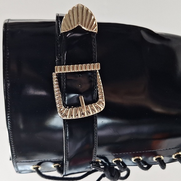 Gianni Bini Black Sky Scraper Whimsigoth Lug Sole Punk Platform Boots Size 7.5 - Picture 12 of 13